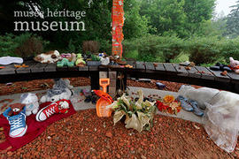 Memorial items in pavilion, centre, 18 Jul 2021