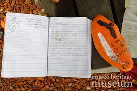 "No words..." Memorial notebook page, 18 Jul 2021