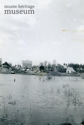 Houses along flooded Sturgeon river